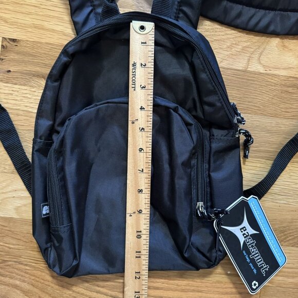 NWT Eastsport Black Vinyl Mini-Backpack, Versatile Bag - Picture 7 of 9